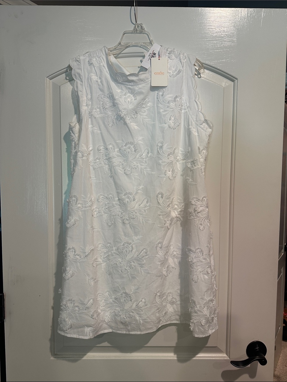 entro White Sleeveless Embroidered Shift Dress